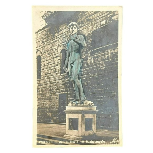 Statue of David Vintage Postcard POSTED WRiTING - Picture 1 of 2